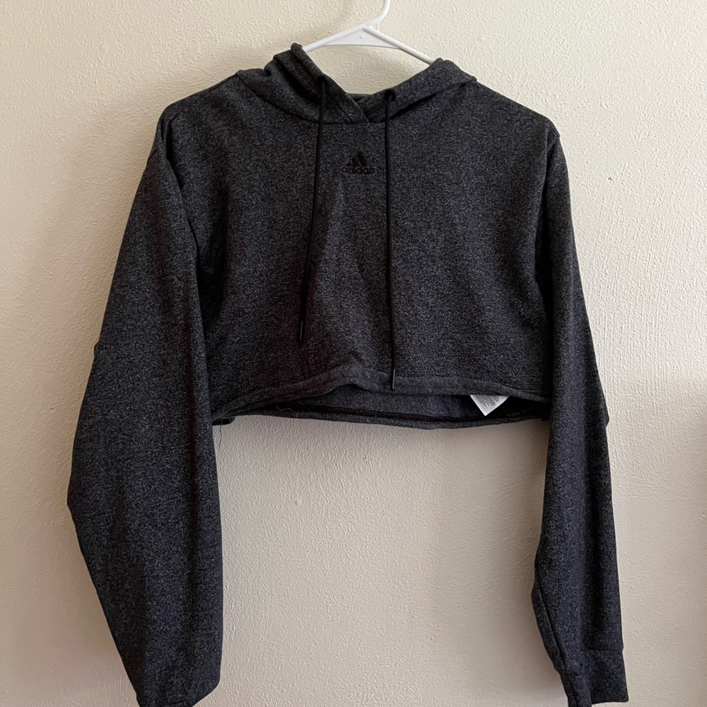 Adidas dark grey cropped sweatshirt